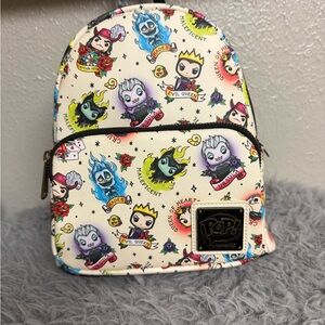 Loungefly Cream Disney Villains Mini Backpack with Multicolor Chibi Print